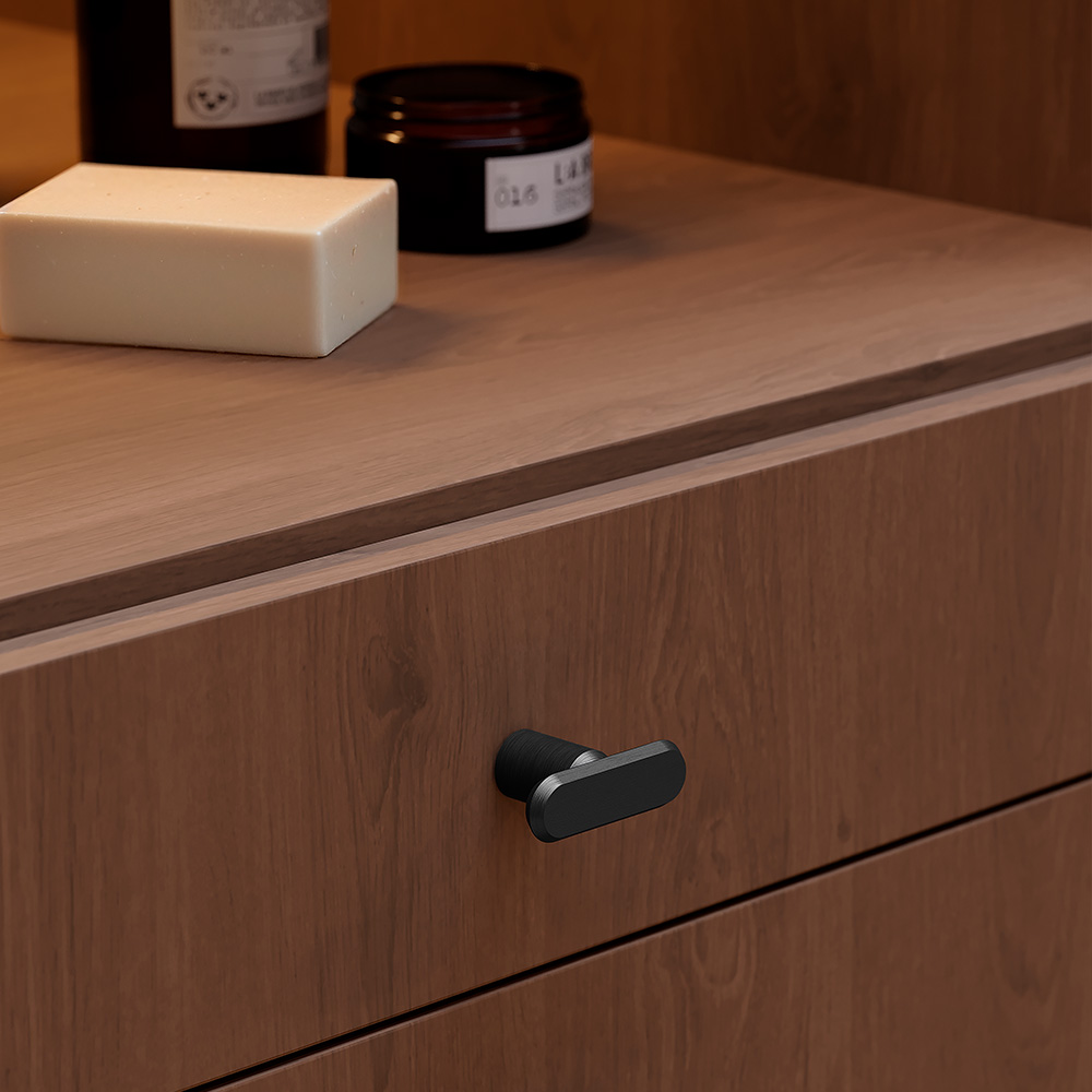 Knop T Fase - Geborsteld Zwart