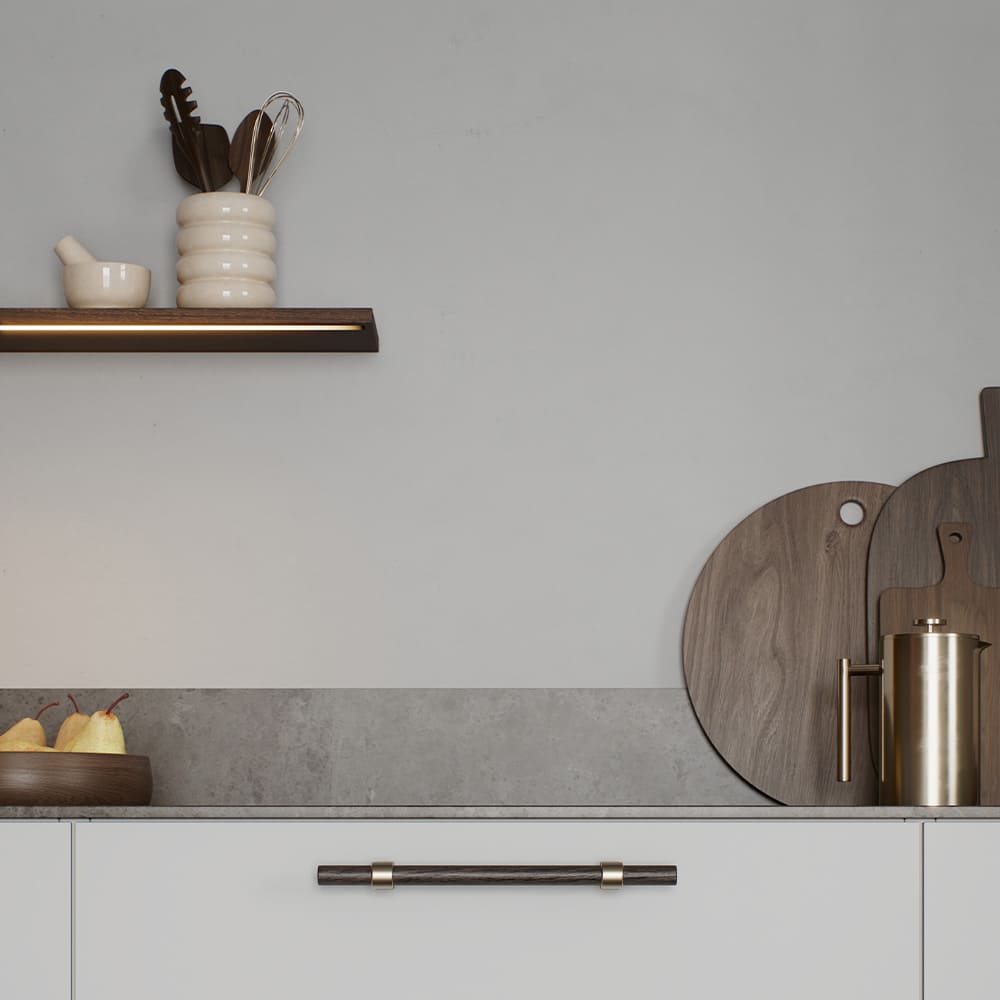 Handgreep Bond - Donker Gebeitst Eiken/Geborsteld Messing